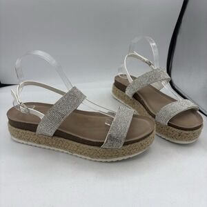 Torrid Sandals Womens Size 11 W Wide Espadrille Platform Rhinestone Strappy Slin